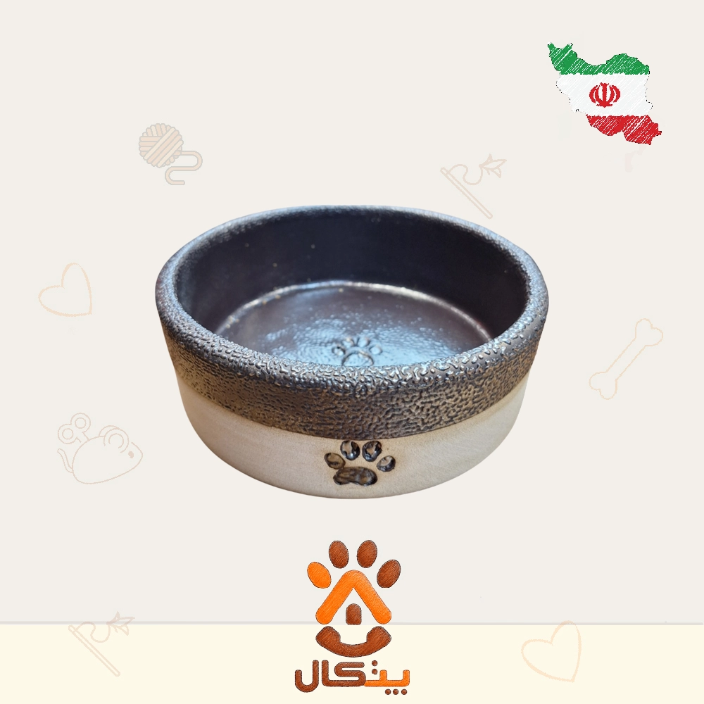 ظرف سفالی ظرف آب و غذا سفالی کلاسیک سگ و گربه - Image 1